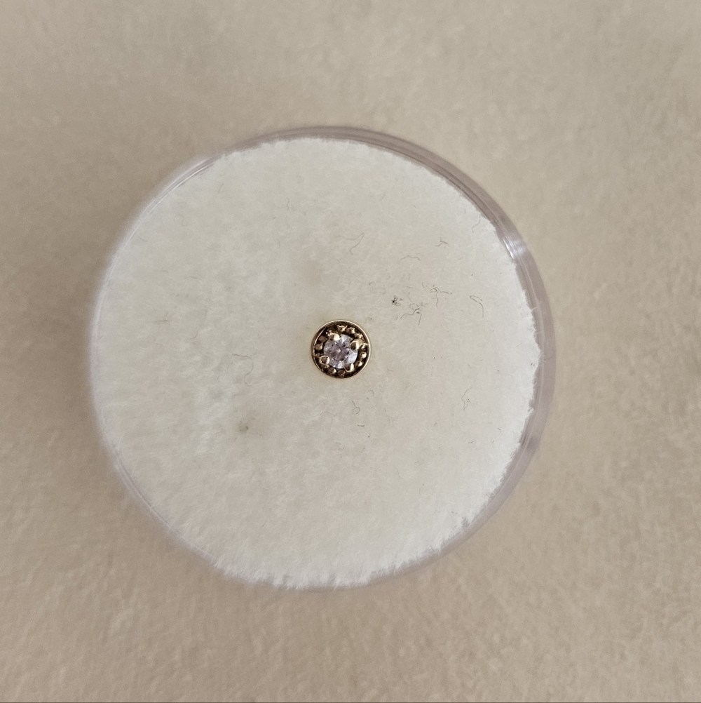 EUC BVLA 14k Yellow Gold Round Milgrain Threadless End In 16 Gauge
